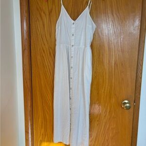 Elegant White Button-Down Maxi Dress